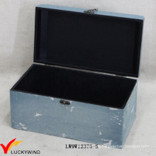 Blaue Kleine Vintage Holzboxen mit Deckel